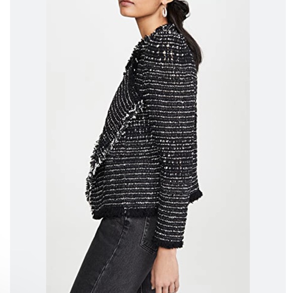 IRO Diana Black Tweed Puff Sleeve Open Jacket - Picture 3 of 11
